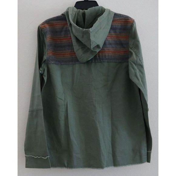 Roxy ARJJK03056 Women's Sz S Green Boho Full Zip Hooded Parka Jacket $80 - Picture 2 of 12